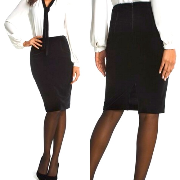 White House Black Market Dresses & Skirts - NWT White House Black Market Women’s 8 Black Velvet Pencil Skirt